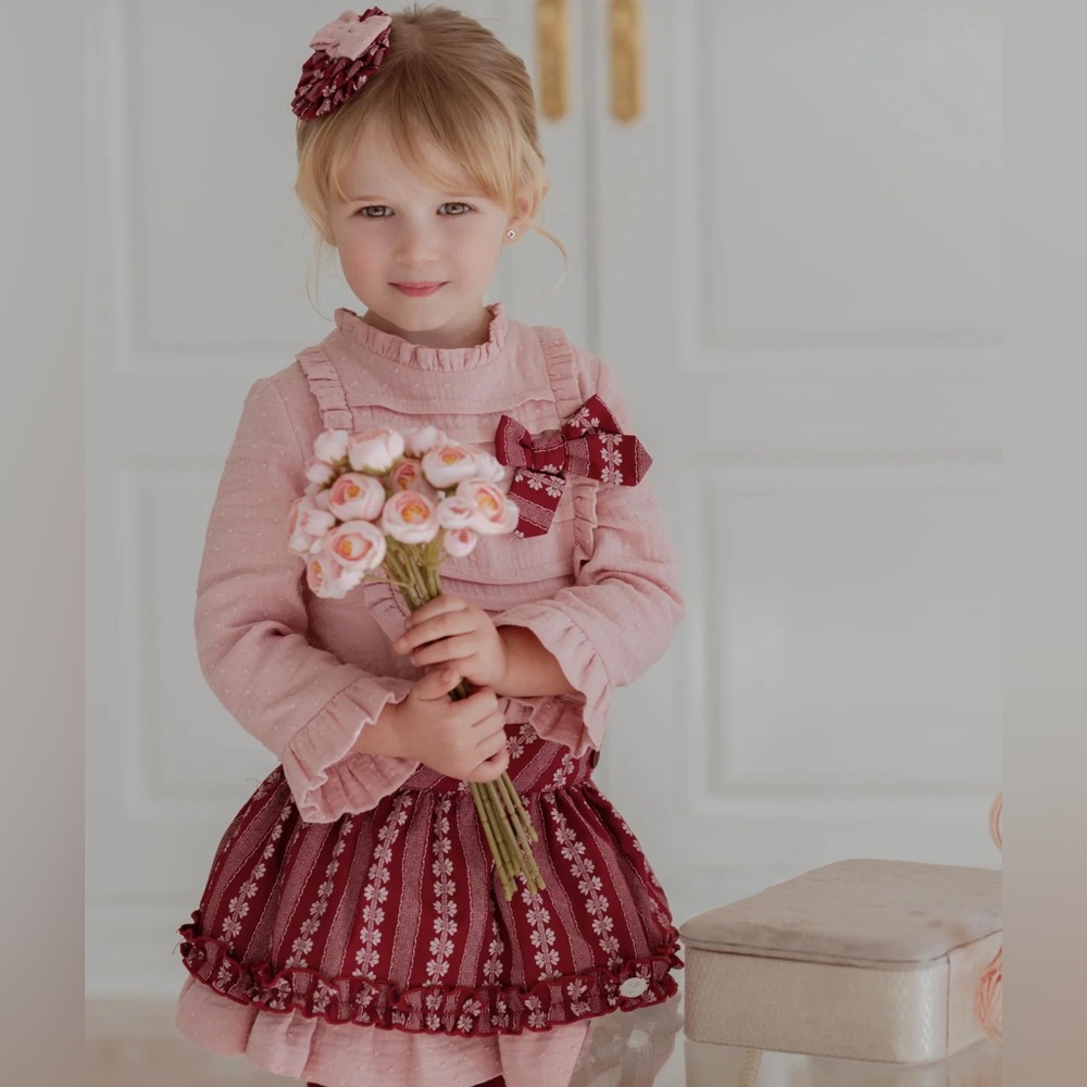 Burgundy Floral Holiday Girls Dress NWT + Headband